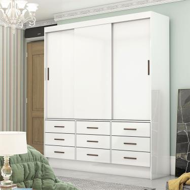 Imagem de Guarda Roupa Sevilha 3 Portas 9 Gavetas Branco Carioca Móveis