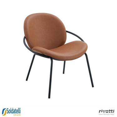 Imagem de Poltrona Lea Tecido Bouclé Off White ou PU Caramelo - Rivatti, Caramel