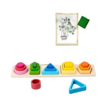Imagem de Brinquedos De Empilhamento E Classificação De Madeira Montessori Para 