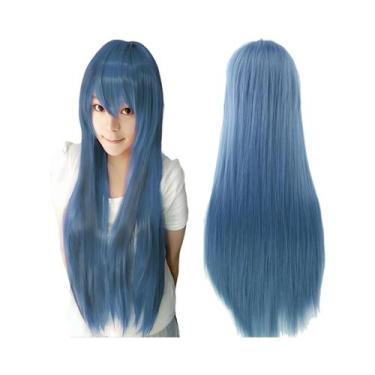 Imagem de Peruca Sintética Lisa De 80cm Para Cosplay, Branca, Roxa, Verde, Prata