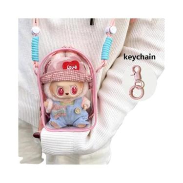 Imagem de Bolsa Transversal Labubu V2 De 15cm Com Boneca De Algodão Sentada E Bo