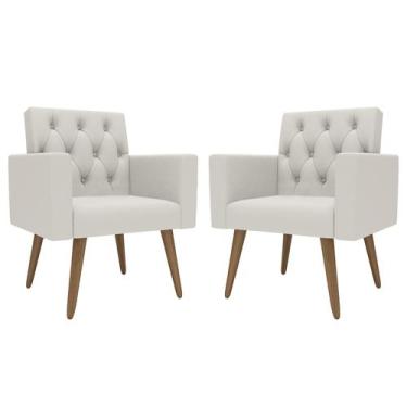 Imagem de Kit 2 Poltronas Thais Sala De Jantar Luxo - Móveis Mafer, Branco