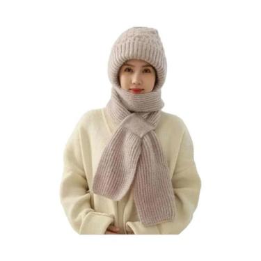 Imagem de Conjunto De Gorro E Cachecol De Inverno Para Mulheres, Proteção Contra