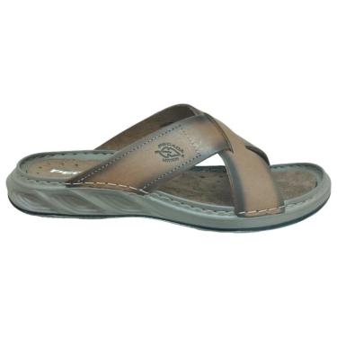 Imagem de Chinelo Masculino Pegada Couro Calce Facil Tiras 134102-Masculino