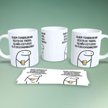 Imagem de Caneca de Porcelana Flork Frases Estampa 2 para Café Chá e Chocolate 325ML Decorada Com...