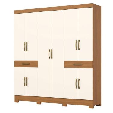 Imagem de Guarda Roupa Casal 10 Portas 02 Gavetas B384 Cinamomo Off White - Henn - Briz