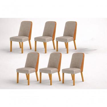 Imagem de Kit 6 Cadeiras Maciça De Jantar Estofada Iza- Arbo Design