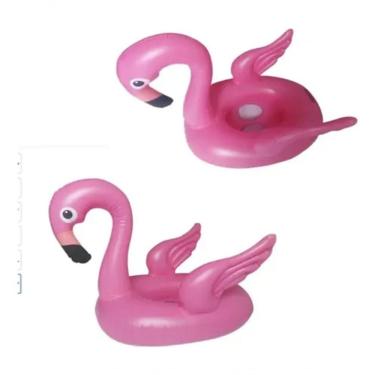 Imagem de Boia Infantil Inflável com Assento Pezinho Flamingo para Piscina Tipo Fralda com Encaixe para as Pernas Rosa