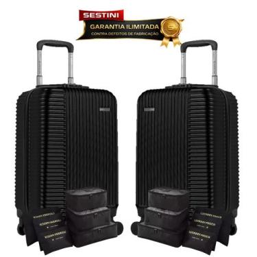 Imagem de Kit de Viagem 2 Malas Bordo 10kg em ABS, Cadeado, Aprovada ANAC, Origi