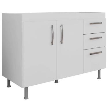 Imagem de Balcão Gabinete para Pia 120cm Nathan 2 Portas Branco - Nathy Móveis