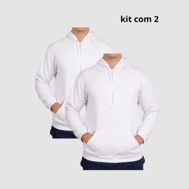 Imagem de Kit 2 Moletons Unisex Com Capuz Casual Reforçada - Lucam, Branco, GG