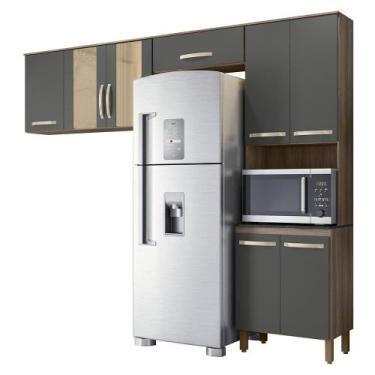 Imagem de Armario de Cozinha Fit com 8 Portas 261 cm - Nicioli, Carvalho Nature/