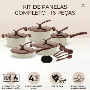 Imagem de Jogo De Panelas Antiaderente Conjunto Revestido em Cerâmica Gás Induçã