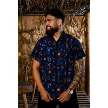 Imagem de Camisa Social Botão Divertida Unissex Bordado de São João - cs modas, 