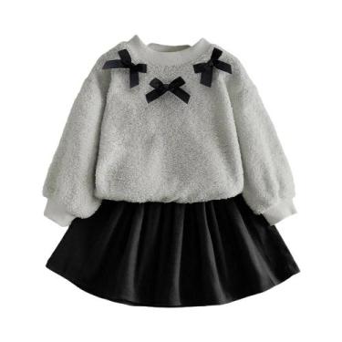 Imagem de Conjunto De Saia E Top De Plush Para Meninas De 3 a 7 Anos, Roupas De 