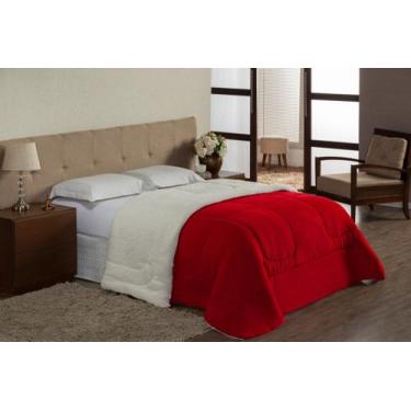 Imagem de Edredom Sherpa Cobertor E Coberdrom Casal Queen Grosso Cores - vermelh
