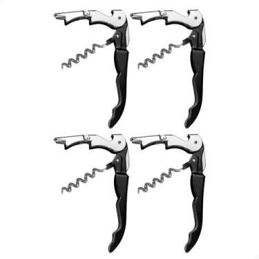 Imagem de Kit 4 Abridor de Garrafa Vinho Saca Rolhas Aço Inox - FsVariedades