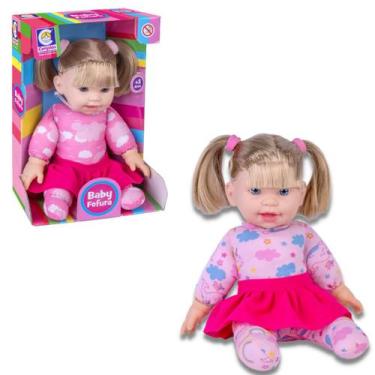 Imagem de Boneca Bebê Infantil Feita Em Vinil 32cm Baby Fofura Com Cabelo Macia 