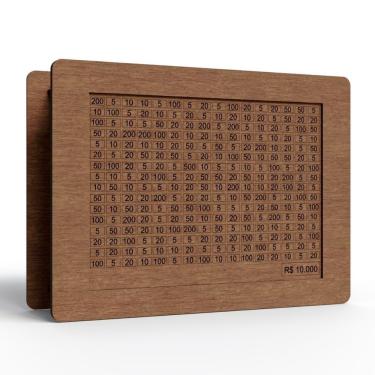 Imagem de Cofre de Dinheiro em MDF Cofre Desafio 10.000 para Guardar Notas e Moedas com Marcadore...