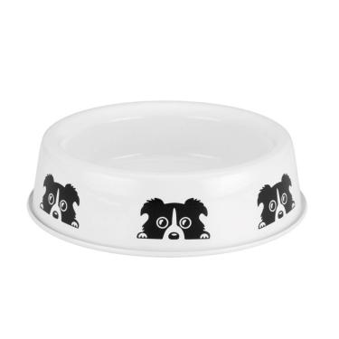 Imagem de Comedouro para Pets Redar 0934 Médio e Grande Porte Alumínio Branco e Preto 2L 1 Comedouro Grande Adesivado