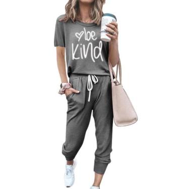 Imagem de Conjunto de Moletom PRETTYGARDEN Feminino 2025 Dois Peças Cinza Escuro