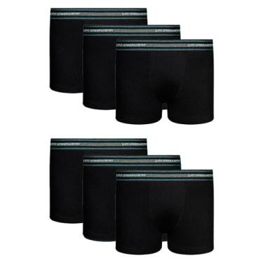 Imagem de Kit 6 Cuecas Boxer Infantil Lupo Box Criança Algodão Menino - G, Preto