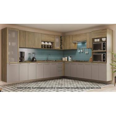 Imagem de Armário de Cozinha Modulada Completa de Canto 18 peças 3,49x2,88m 210 