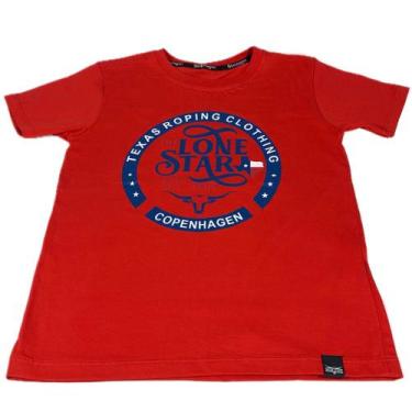 Imagem de Camiseta Country Infantil Masculina Lone Copenhagen, Vermelho, 10