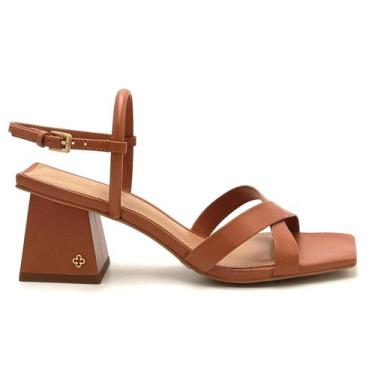 Imagem de Sandália Feminina Salto Bloco Capodarte 4018634, Camel, 37