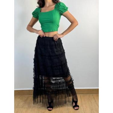 Imagem de Saia de tule longa modelo dijon REF2514 - Loverly, G/GG, Preto