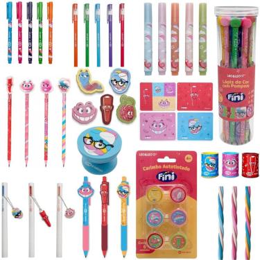 Imagem de Kit Escolar Leo & Leo Fini Completo com 13 Itens Lápis de Cor Lapiseira Canetas Marca T...