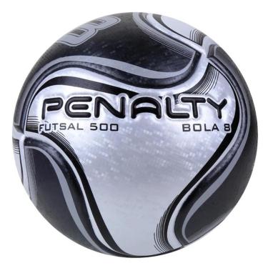 Imagem de Bola de Futsal 8 X para Quadra com 8 Gomos Neogel Termotec Branco e Preto Penalty