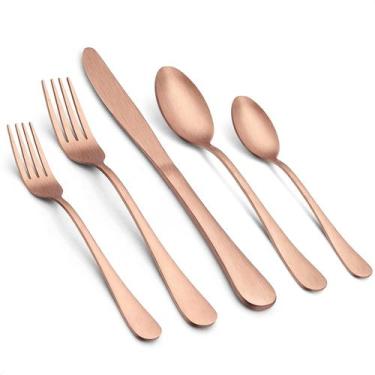 Imagem de Conjunto de talheres LIANYU Matte Copper em Aço Inoxidável 40 Peças