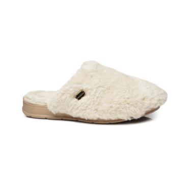 Imagem de Pantufa Feminina Em Pelúcia Pegada  Chinelo Pelos Em Lã, 35, Creme
