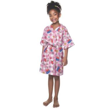 Imagem de Roupão Atoalhado Infantil Lepper Antialérgico Peppa Pig Kimono Com Man
