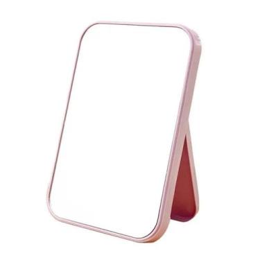 Imagem de Espelho maquiagem mesa dobrável portátil facial retangular Cor:Bege - 