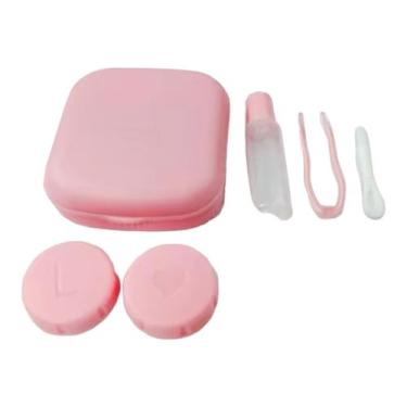 Imagem de Mini Estojo Porta Lente De Contato Kit Viagem Pinça Ventosa Cor:Rosa -