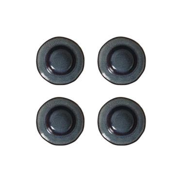 Imagem de Conjunto de Pratos de Sobremesa Organico Titanium Stoneware Efeito Metálico 250ML 4 Peças Azul Porto Brasil