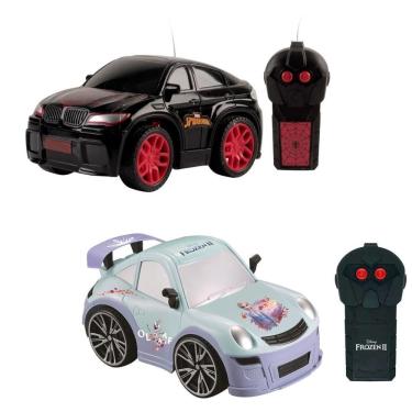 Imagem de Brinquedo Kit Veículo Controle Remoto Homem-aranha High Speed Cinza e Frozen Snow Machine Azul Candide