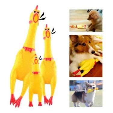 Imagem de Frango Galinha Mordedor De Borracha Cachorro Brinquedo Pet - GGN Utili