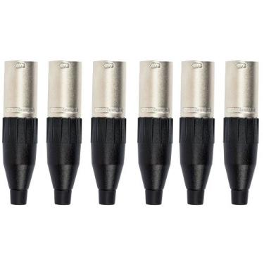 Imagem de Kit 6 Conectores Amphenol XLR Macho AC3MM 3 Polos Preto