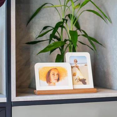 Imagem de Porta retrato 10x15 cm Flat Duplo Decoração para Mesa e Estante Noguei