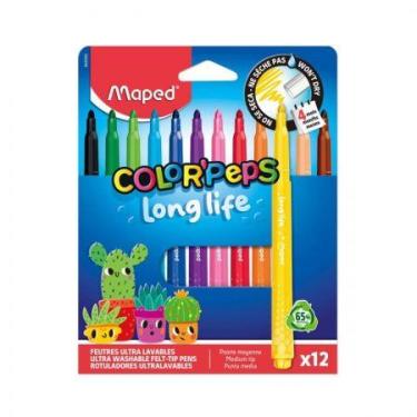 Imagem de Caneta hidrográfica Color'Peps New Long Life com 12 cores 844000 - Map