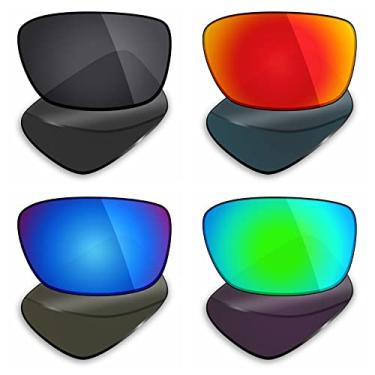 Imagem de Mryok 4 pares de lentes polarizadas de substituição para óculos de sol Oakley Drop Point – Stealth Black/Emerald Green/Fire Red/Ice Blue
