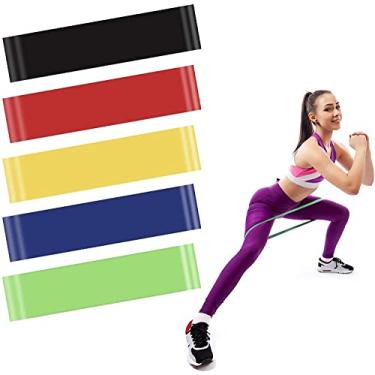 Imagem de Kit 5 Faixas Elasticas Mini Band Exercicios em Casa Extensor Academia Yoga Pilates Fitness Crossfit