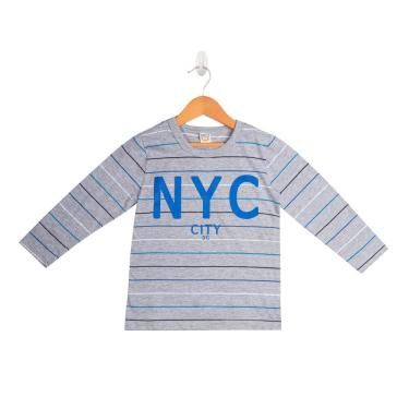 Imagem de Camiseta Infantil de Manga Longa Boca Grande Listrada Cinza - 6