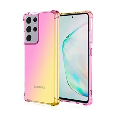 Imagem de cor gradiente capa de tpu macio anti-suor à prova de choque para samsung galaxy s21 ultra m32 a22 a82 s20 fe a21s a12 5g a42 a32 a72 a51 a71 nota 20, rosa e ouro, para samsung a52 4g