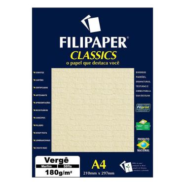 Imagem de Papel Vergê A4 Filipaper Classics 180G 50 Folhas Marfim