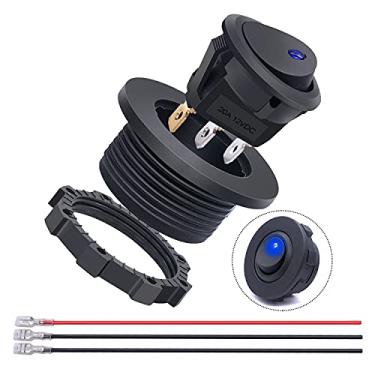 Imagem de weideer 20A 12VDC Round Rocker Switch com Shell SPST Ligado desligado 3 Pin 2 Posição Azul DOT LED Light Iluminado Rocker Interruptor para Carro Caminhão Barco DIY Modificação KF012-BU Azul