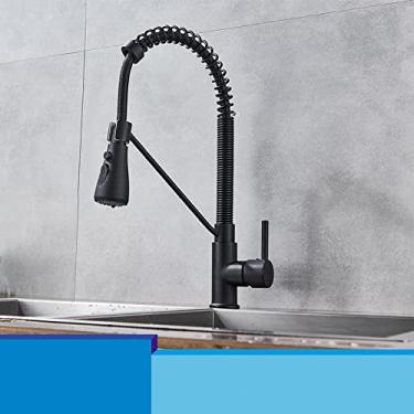 Imagem de Torneira de pia de cozinha de níquel cromado preto quente misturador de guindaste montagem de convés de rotação de 360 ​​graus spray modo de fluxo pausa do bico, preto b, china